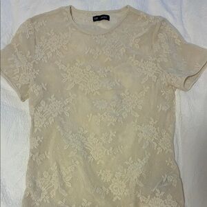 GAP Cream Lace Short Sleeve Top